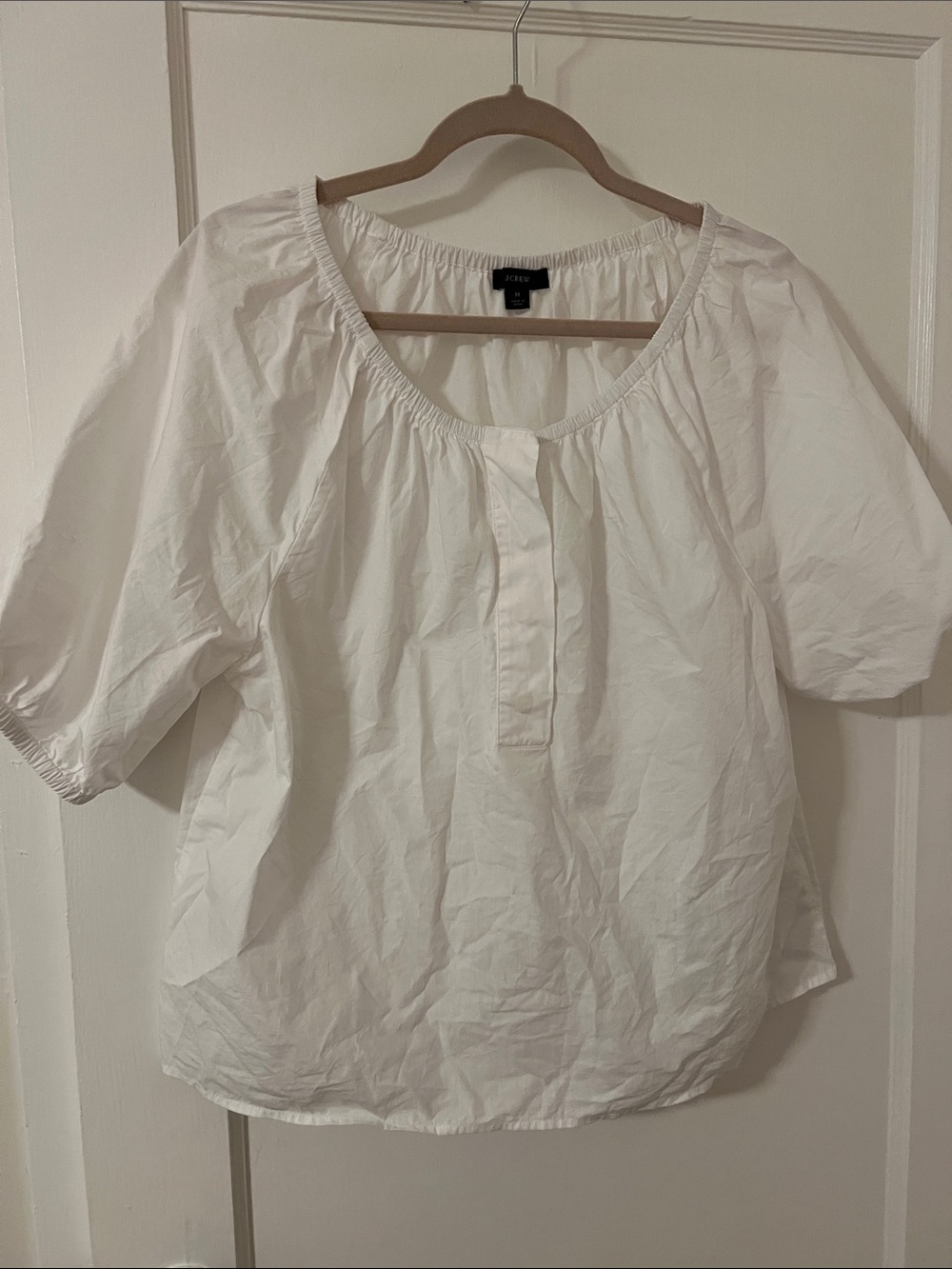 J. Crew White Cotton Top with Buttons Medium